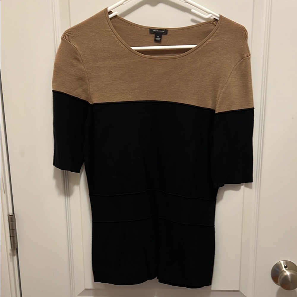 Ann Taylor Two-Tone Black and Tan Top